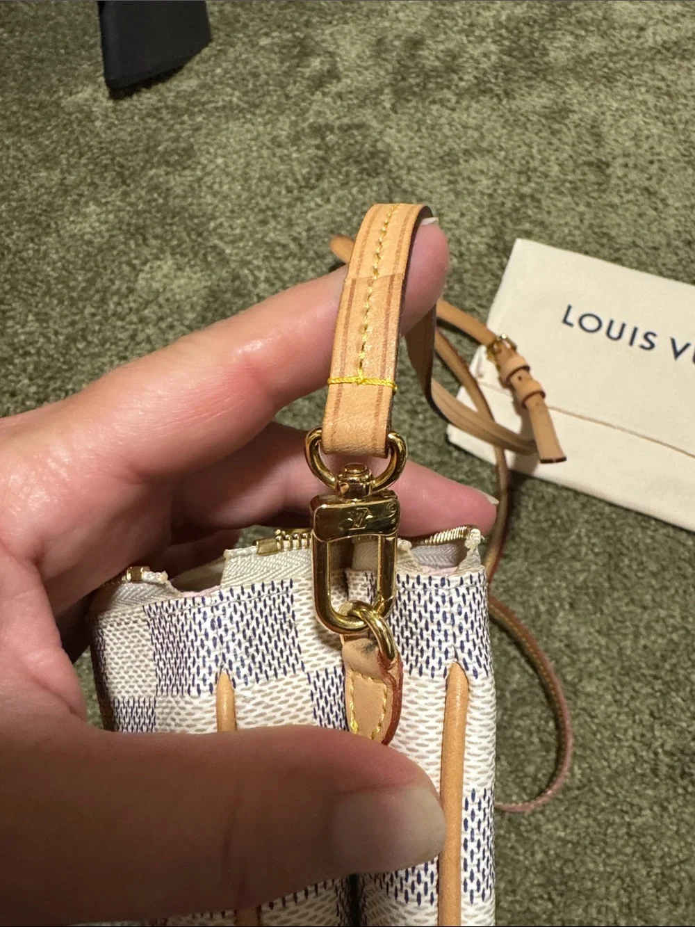 Louis Vuitton Damier Azur Crossbody Pochette in White and Tan